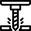 Line icon of a rotating instrument head with motion lines, representing precision repair work